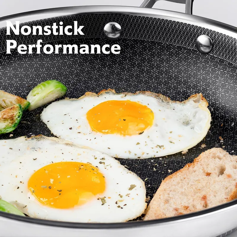 10-Piece Non-Stick Cookware Set, Hybrid Stainless Steel Pots & Pans, Induction Compatible, PFOA Free