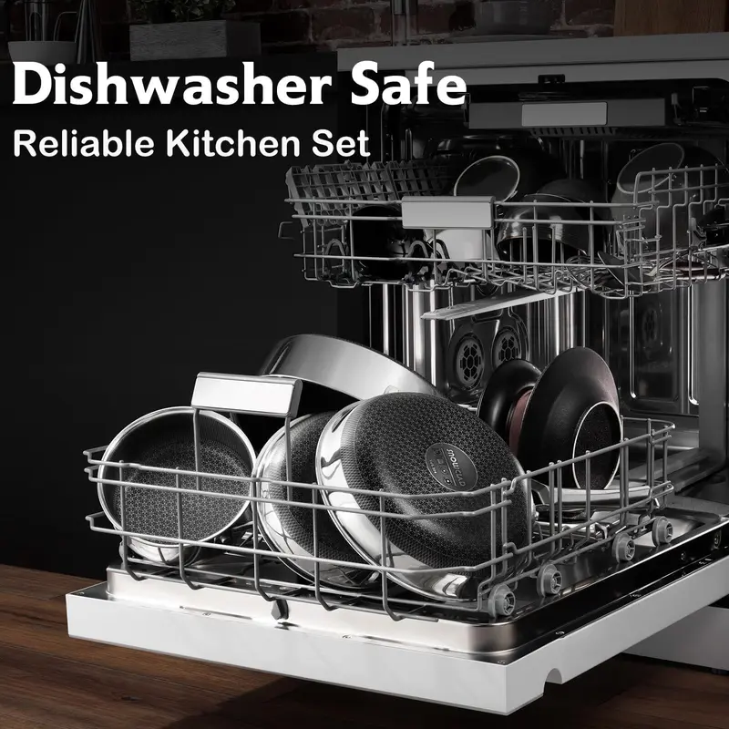 10-Piece Non-Stick Cookware Set, Hybrid Stainless Steel Pots & Pans, Induction Compatible, PFOA Free