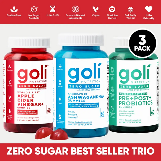 Zero Sugar 3-in-1 Pre, Pro & Postbiotic Gummies with Apple Cider Vinegar & Vitamin B12